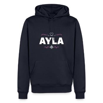 Cécile - Sweat à capuche Premium bio Homme - bleu marine - Devant - Nico (187cm)