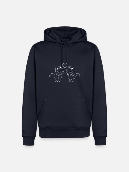 Dinosaurier T-Rex Paar Liebe - Männer Premium Bio Hoodie - Navy