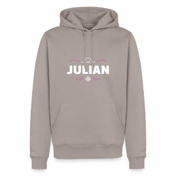 Julian - Männer Premium Bio Hoodie - Taupe - Vorne - Nico (187cm)