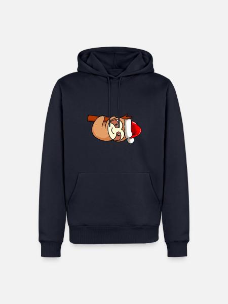 Faultier Comic Weihnachten - Männer Premium Bio Hoodie - Navy