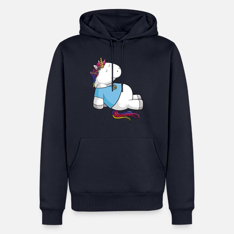Hippie Einhorn Comic - Männer Premium Bio Hoodie - Navy