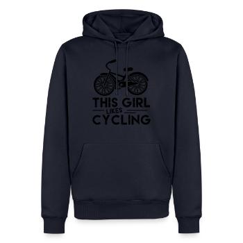 Une fille aime le cyclisme, un vélo drôle, un - Sweat à capuche Premium bio Homme - bleu marine - Devant - Nico (187cm)
