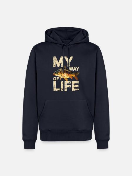 My Way of Life – Karpfenangler Herz - Männer Premium Bio Hoodie - Navy