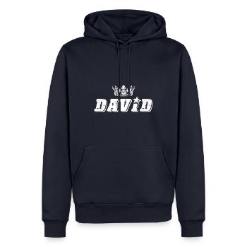 David - Men’s Premium Organic Hoodie - navy - Front - Nico (187cm)