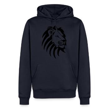 Löwe - Männer Premium Bio Hoodie - Navy - Vorne - Nico (187cm)