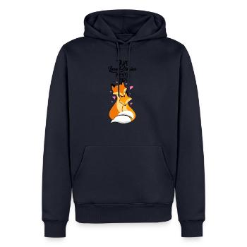 Couple amoureux - renards amoureux - Sweat à capuche Premium bio Homme - bleu marine - Devant - Nico (187cm)