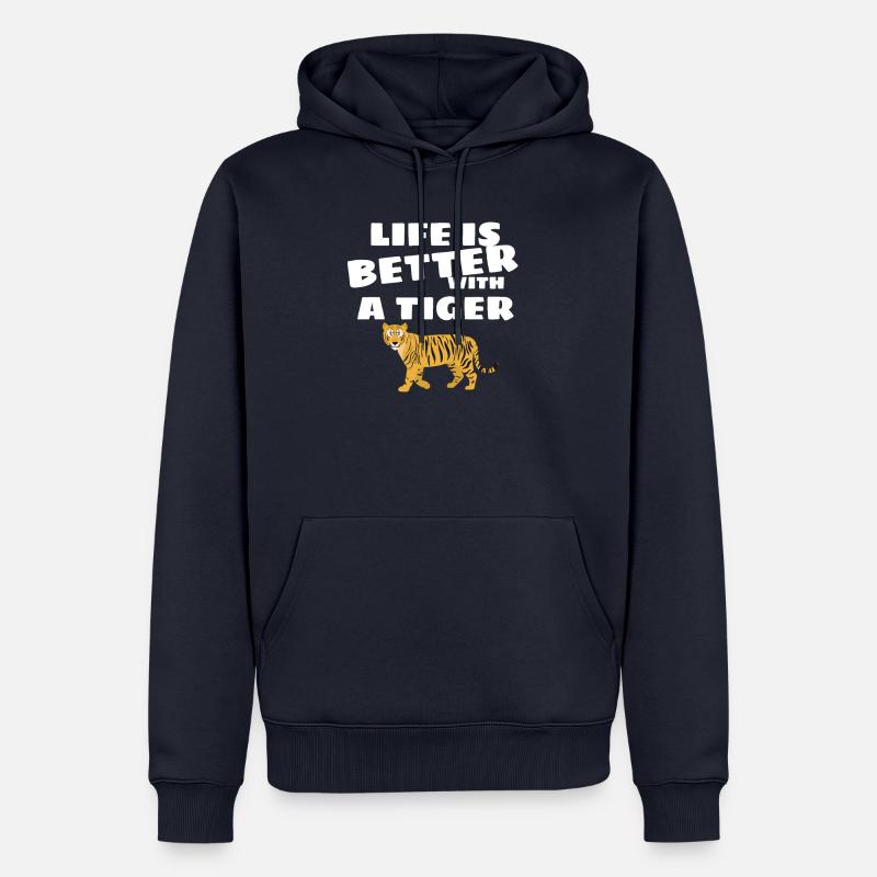 Tigre - Sweat à capuche Premium bio Homme - bleu marine