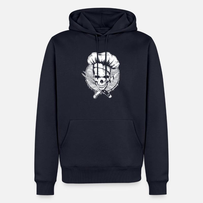 Le chef crâne de crâne - Sweat à capuche Premium bio Homme - bleu marine
