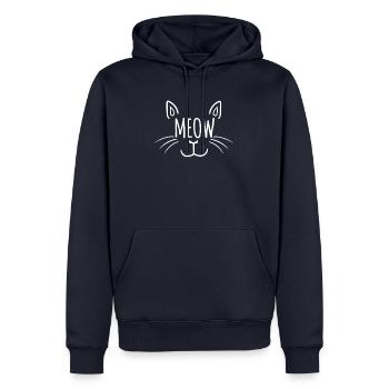 Meow meow chat chats cadeau de la gueule de bois kitty - Sweat à capuche Premium bio Homme - bleu marine - Devant - Nico (187cm)