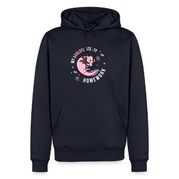 Axolotl étudiant écolière inscription école primaire - Sweat à capuche Premium bio Homme - bleu marine - Devant - Nico (187cm)