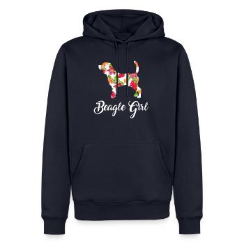 beagle - Felpa con cappuccio ecologica premium da uomo - blu navy - Fronte - Nico (187cm)