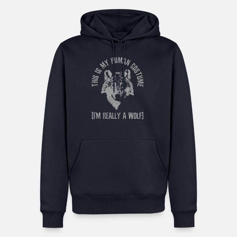 loup - Sweat à capuche Premium bio Homme - bleu marine