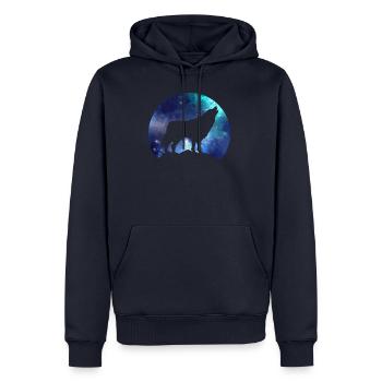 wolf - Men’s Premium Organic Hoodie - navy - Front - Nico (187cm)