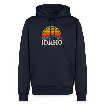 Idaho - Sweat à capuche Premium bio Homme - bleu marine - Devant - Nico (187cm)
