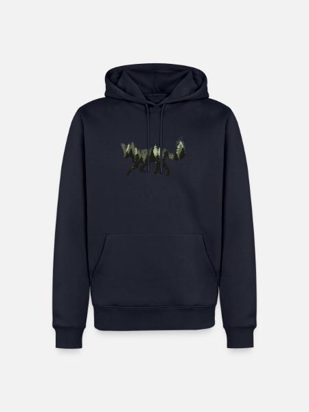 Fuchs Waldtier Bäume Wald Wildnis Silhouette - Männer Premium Bio Hoodie - Navy