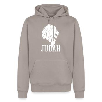 Lion Of Judah Reggae Musik Rastafari Rasta - Männer Premium Bio Hoodie - Taupe - Vorne - Nico (187cm)