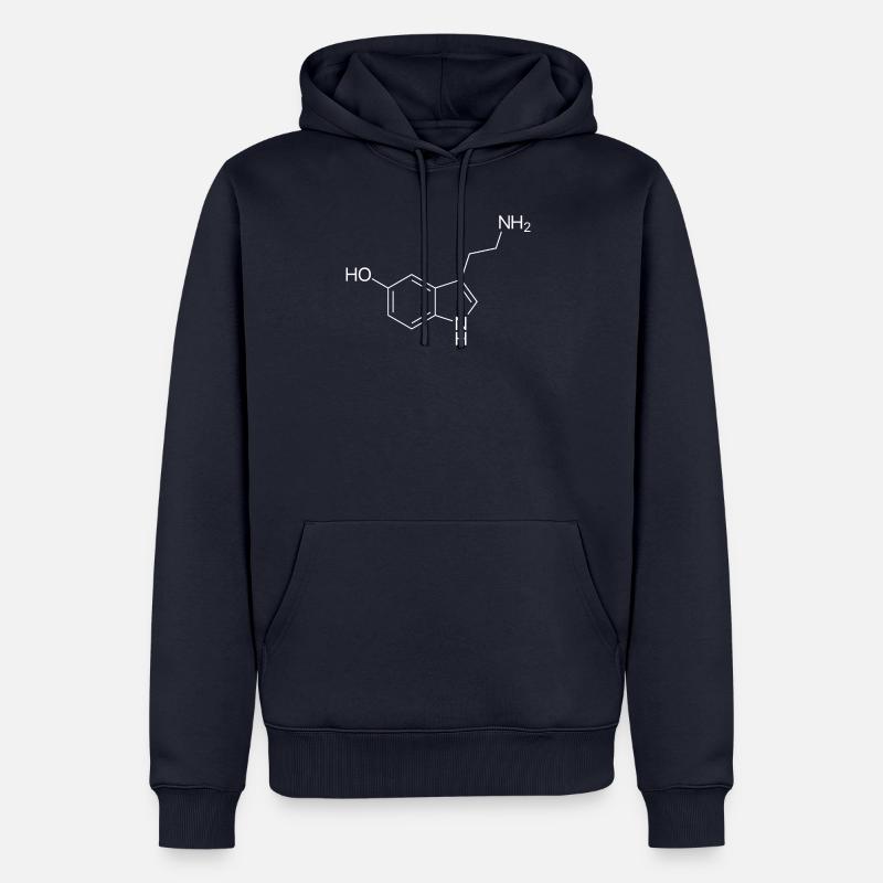 Serotonin structural formula - white - Men’s Premium Organic Hoodie - navy