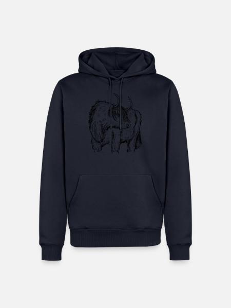 Highland Rind Zeichnung - Männer Premium Bio Hoodie - Navy