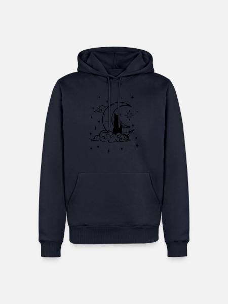Schwarze Katze Mond Wicca - Männer Premium Bio Hoodie - Navy