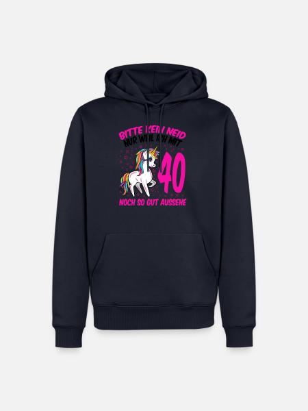 40. Geburtstag Geschenk Einhorn Frauen lustig - Männer Premium Bio Hoodie - Navy
