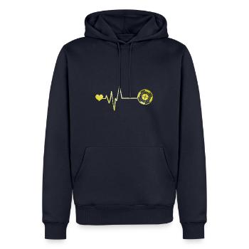 Roulette Pulse Coeur - Sweat à capuche Premium bio Homme - bleu marine - Devant - Nico (187cm)