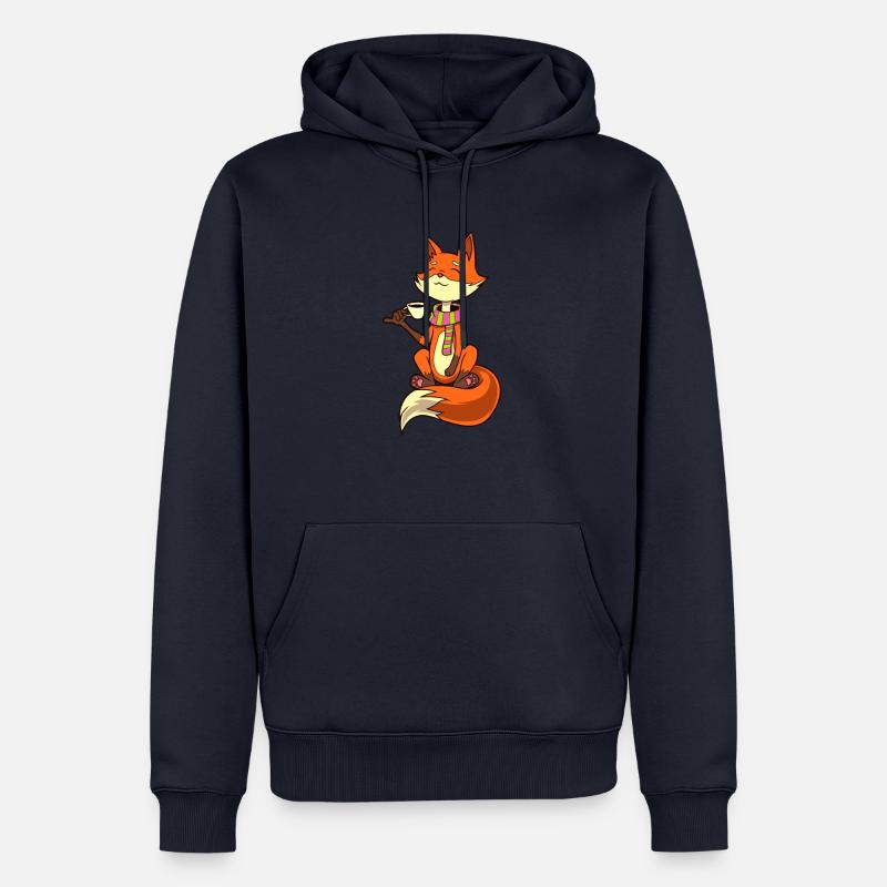 Fuchs trinkt Kaffee - Kaffeetrinker - Männer Premium Bio Hoodie - Navy
