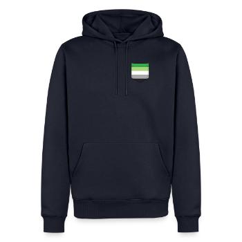 LGBTQ Aromantic Pride Flag Pocket - Männer Premium Bio Hoodie - Navy - Vorne - Nico (187cm)