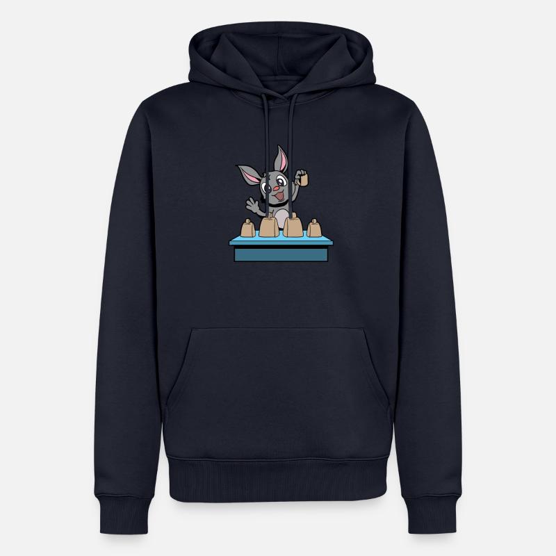 Comic Rabbit joue cowbells - Sweat à capuche Premium bio Homme - bleu marine
