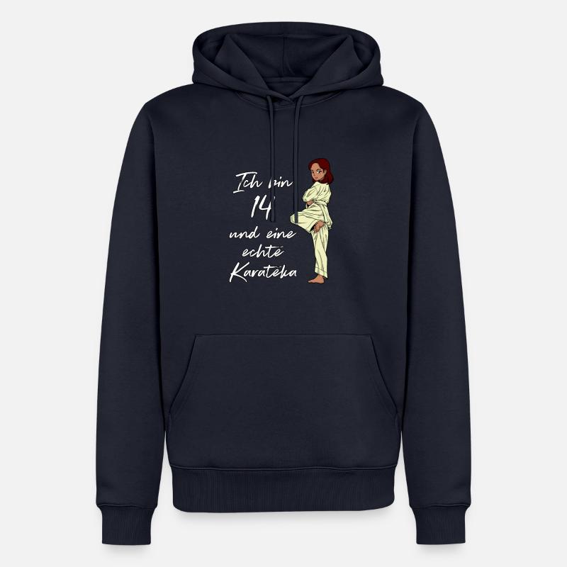 Ich bin 14 - Mädchen Karate - Männer Premium Bio Hoodie - Navy