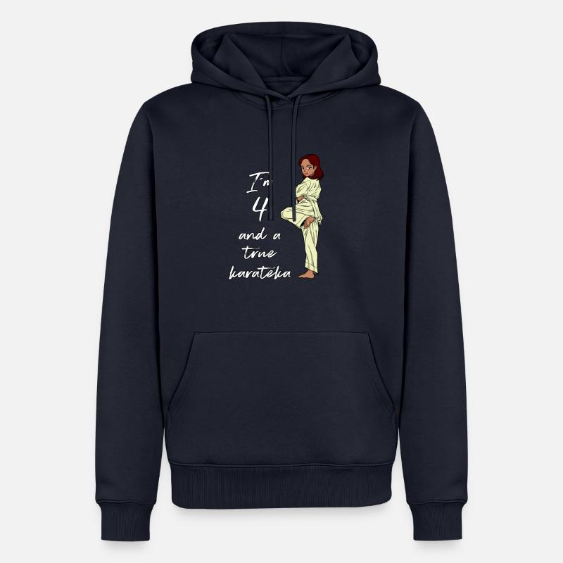 Ich bin 4 - Mädchen Karate - Männer Premium Bio Hoodie - Navy