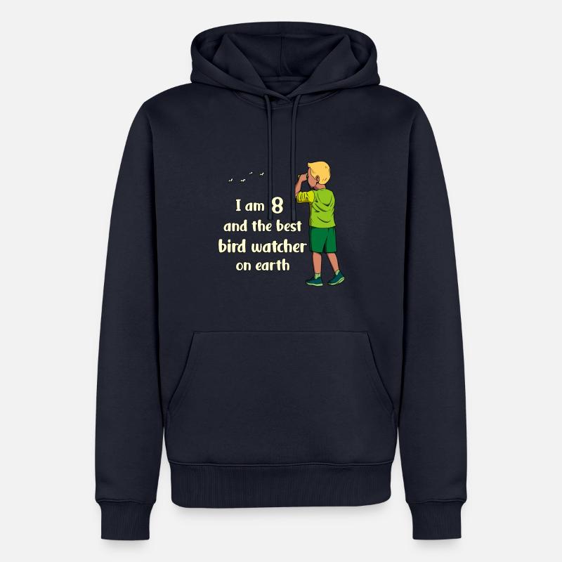 J’ai 8 ans - Observation des oiseaux garçon - Sweat à capuche Premium bio Homme - bleu marine