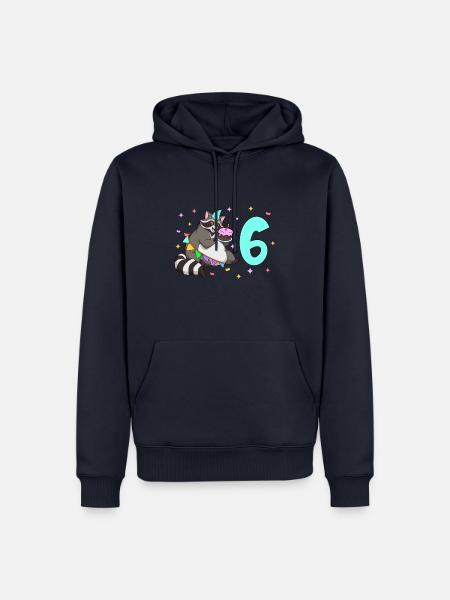 Mit Waschbär - Kinder Geburtstag 6 Jahre - Männer Premium Bio Hoodie - Navy