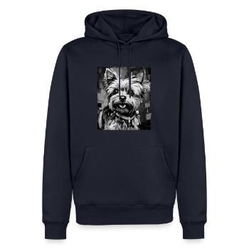 Yorkshire Terrier Hund Porträt - Männer Premium Bio Hoodie - Navy - Vorne - Nico (187cm)