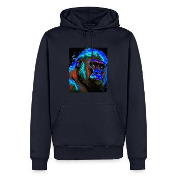 Gorilla Porträt - Männer Premium Bio Hoodie - Navy - Vorne - Nico (187cm)