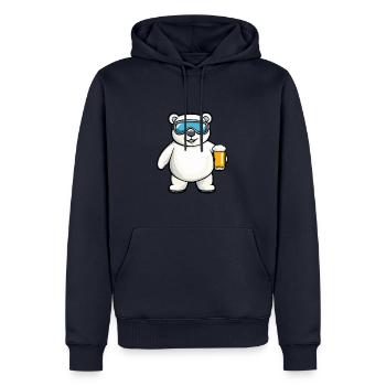 Ours polaire après-ski bière bande dessinée - Sweat à capuche Premium bio Homme - bleu marine - Devant - Nico (187cm)