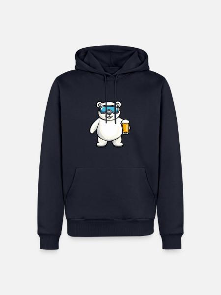 Eisbär Apres Ski Bier Comic - Männer Premium Bio Hoodie - Navy