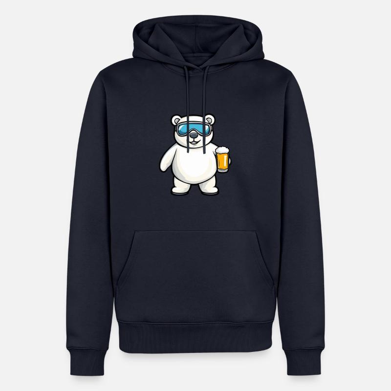 Eisbär Apres Ski Bier Comic - Männer Premium Bio Hoodie - Navy