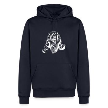 Löwe Muskeln Gym Bodybuilding - Männer Premium Bio Hoodie - Navy - Vorne - Nico (187cm)