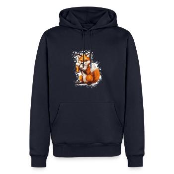 Fox Bière Drôle - Sweat à capuche Premium bio Homme - bleu marine - Devant - Nico (187cm)