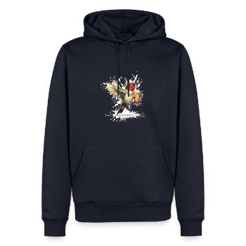 Kolibri Vogel Bier Lustig - Männer Premium Bio Hoodie - Navy - Vorne - Nico (187cm)