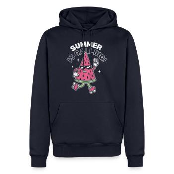 Summer is Calling - Men’s Premium Organic Hoodie - navy - Front - Nico (187cm)