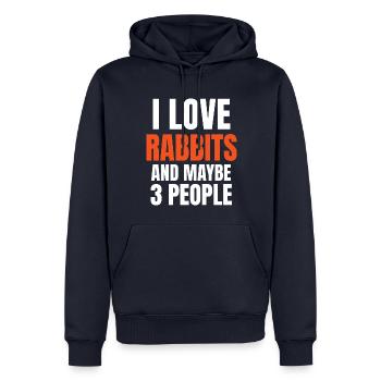 Ich liebe Kaninchen und vielleicht 3 Leute lustig - Männer Premium Bio Hoodie - Navy - Vorne - Nico (187cm)