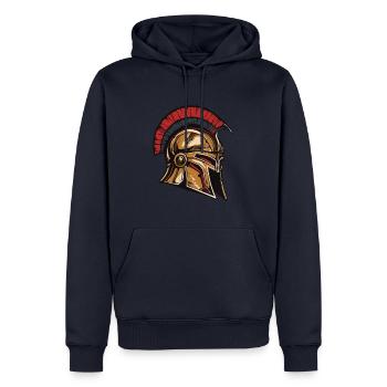 Spartaner Helm Krieger Sparta - Männer Premium Bio Hoodie - Navy - Vorne - Nico (187cm)