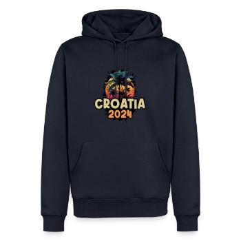 Croatia 2024 Urlaub Spruch - Männer Premium Bio Hoodie - Navy - Vorne - Nico (187cm)