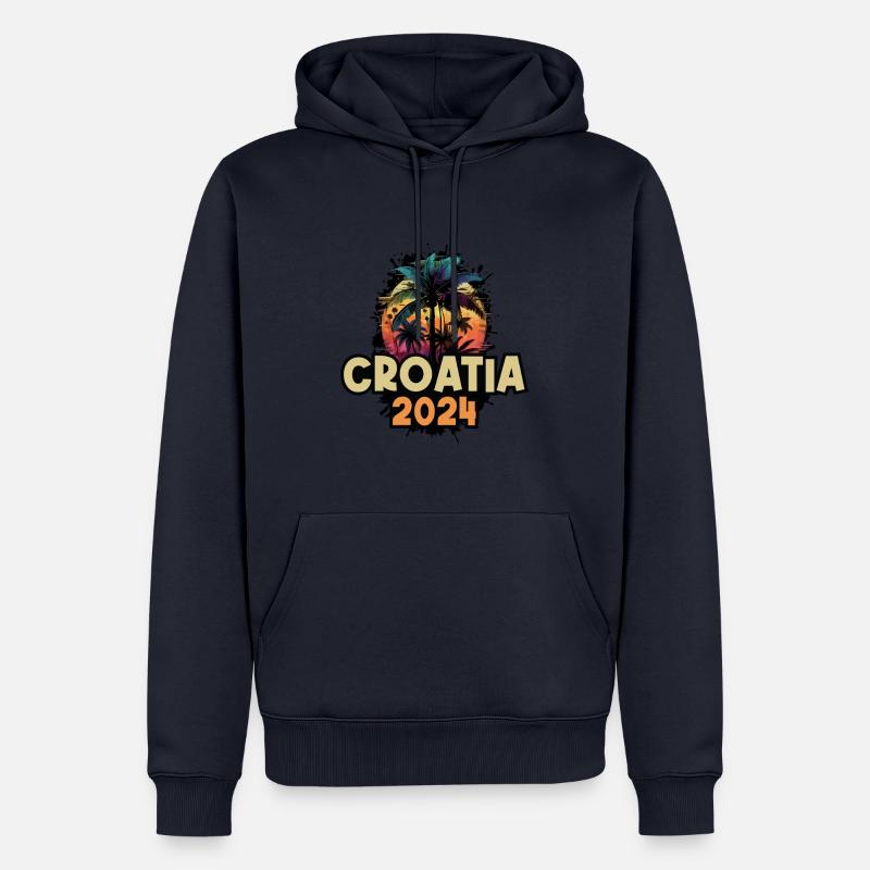 Croatie 2024 Vacances Dire - Sweat à capuche Premium bio Homme - bleu marine