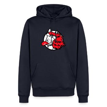 Pferd Verrückt Zunge rausstrecken komisch albern - Männer Premium Bio Hoodie - Navy - Vorne - Nico (187cm)