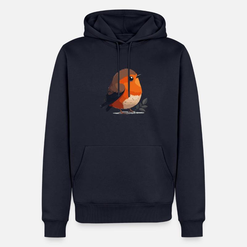Illustration Comic Cute Kawaii Bird Robin - Sweat à capuche Premium bio Homme - bleu marine