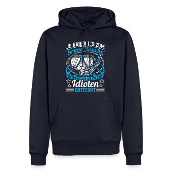 Lustiges Taucher Tauchen Shirt Je Naher Ich - Männer Premium Bio Hoodie - Navy - Vorne - Nico (187cm)