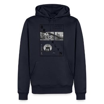 Brooklyn Edition Limitée! L'idée du pont de Brooklyn - Sweat à capuche Premium bio Homme - bleu marine - Devant - Nico (187cm)