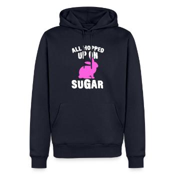 Joyeux lapin de Pâques drôle de jour de Pâques - Sweat à capuche Premium bio Homme - bleu marine - Devant - Nico (187cm)